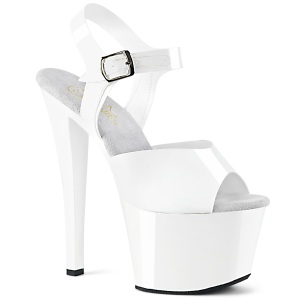 Weisse high heels 18 cm SKY-308N JELLY-LIKE stretchmaterial plateau high heels