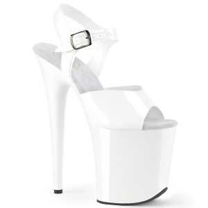 Weisse high heels 20 cm FLAMINGO-808N JELLY-LIKE stretchmaterial plateau high heels