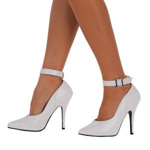 Weisse lackpumps 13 cm SEDUCE-431 high heel pumps mit fesselriemchen
