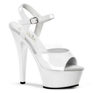 White Shiny 15 cm KISS-209 Platform High Heels Shoes