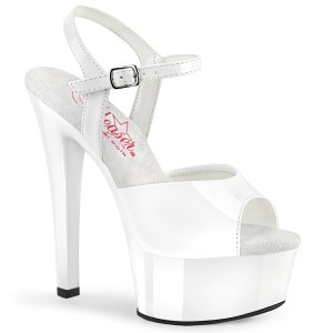 White sandals platform 15 cm GLEAM-609 pleaser high heels sandals