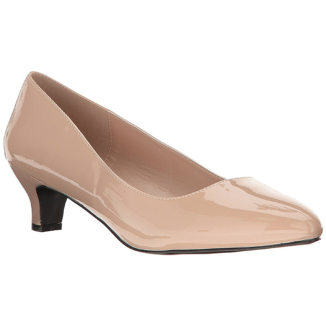 Beige Lack 5 cm FAB-420W pumps mit niedrigem absatz