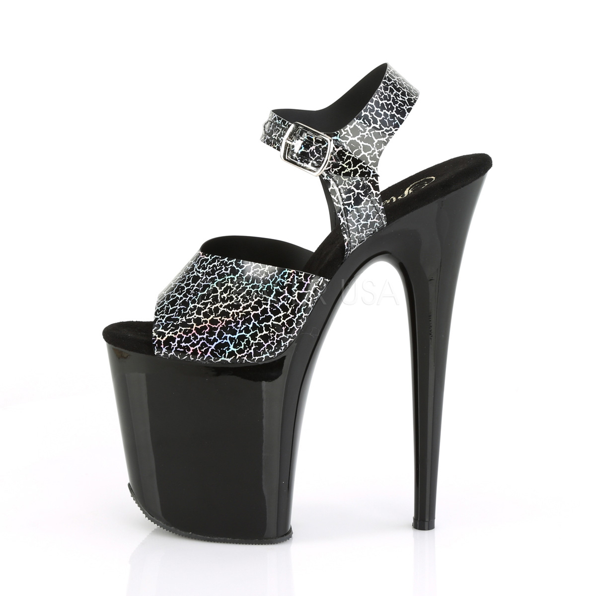 Black 20 cm FLAMINGO-808N-CK Hologram platform high heels shoes