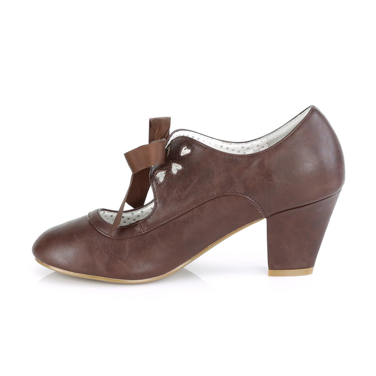 Braun 6,5 cm WIGGLE-32 retro vintage maryjane pumps mit blockabsatz
