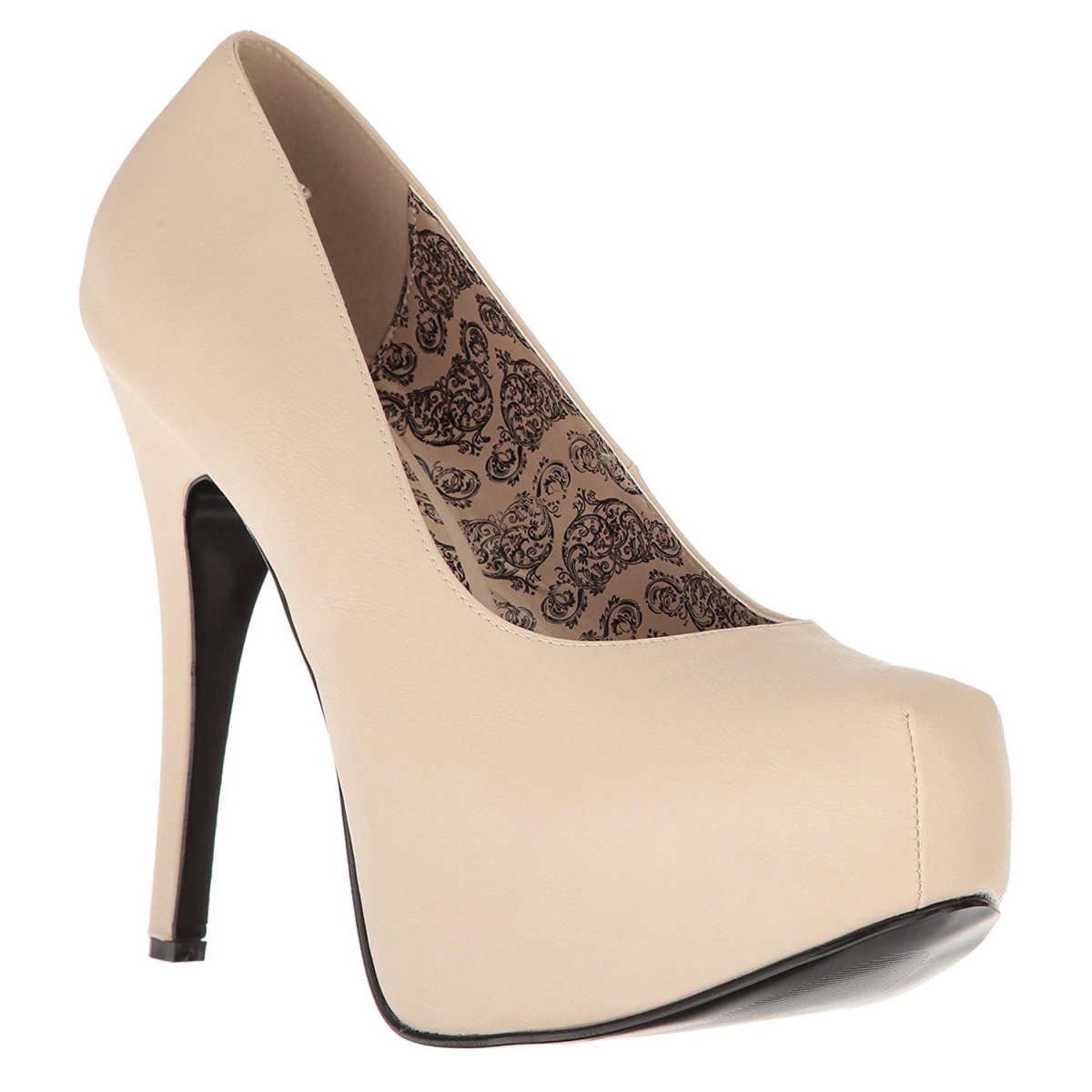 Creme Kunstleder 14,5 cm Burlesque TEEZE-06W herren pumps für breite füsse
