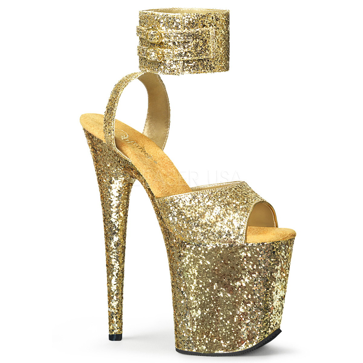 gold glitter platforms