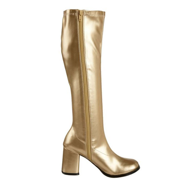 Gold Pu 8,5 cm Funtasma GOGO-300 Women Knee Boots
