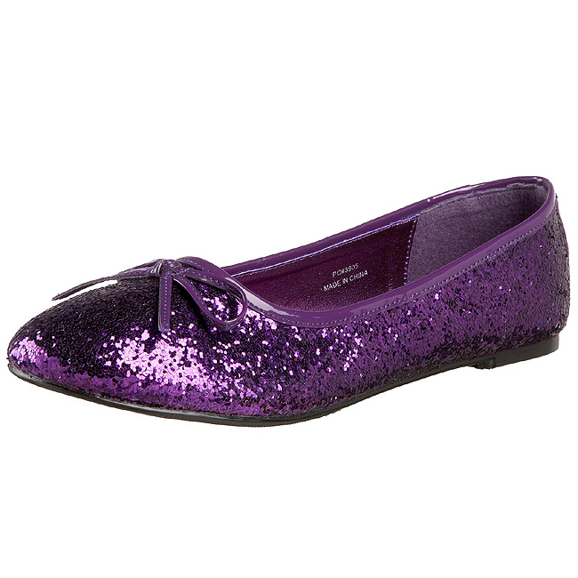 Lila STAR-16G glitter flache ballerinas damen schuhe
