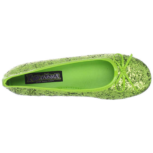 Limette STAR-16G glitter flache ballerinas damen schuhe