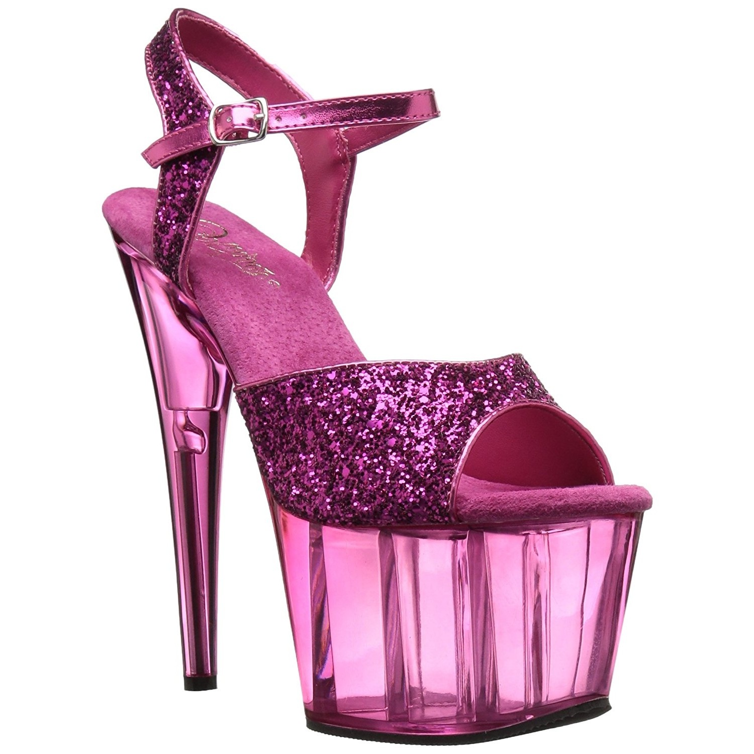 Pink 18 cm ADORE710GT glitter plateau high heels