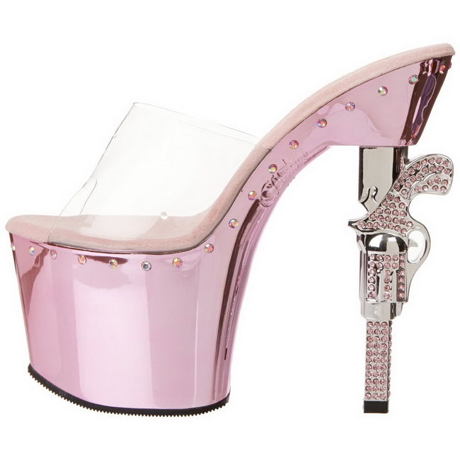 Pink 18 cm Pleaser REVOLVER701LS Plateau Mules High Heels