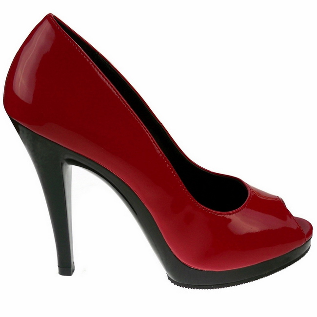 red shiny pumps
