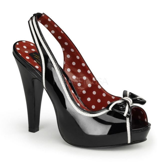 Schwarz 11,5 cm retro vintage BETTIE-05 Damenschuhe mit hohem Absatz
