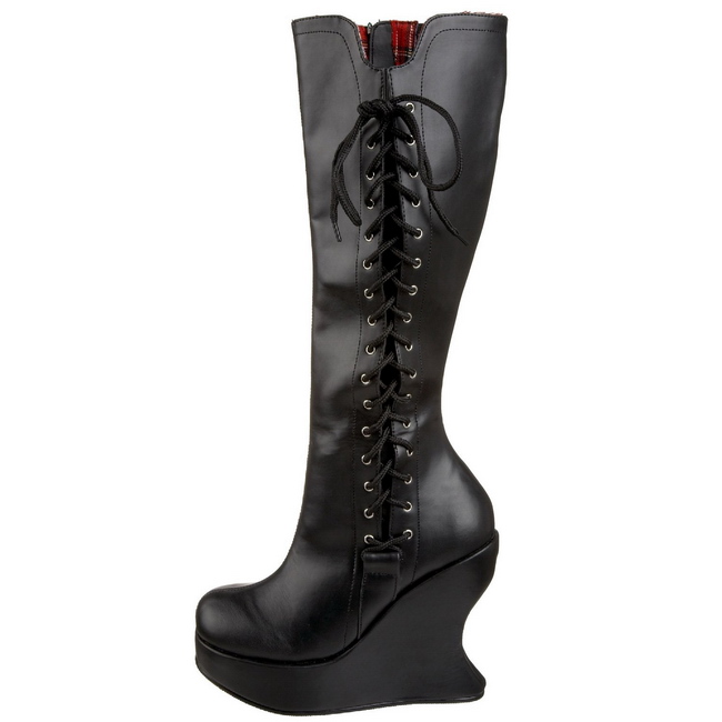 Schwarz 13 cm BRAVO100 Damen Wedge Stiefel Keilabsatz