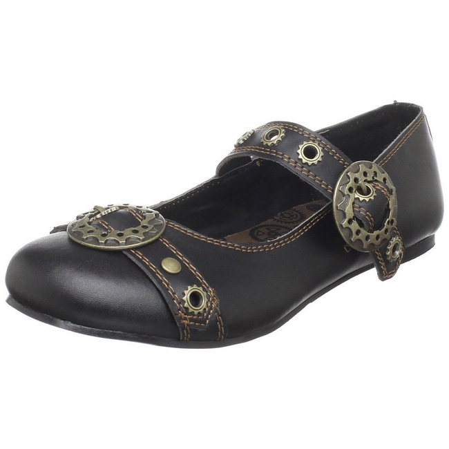 Schwarz DAISY-09 flache gothic mary jane ballerina schuhe