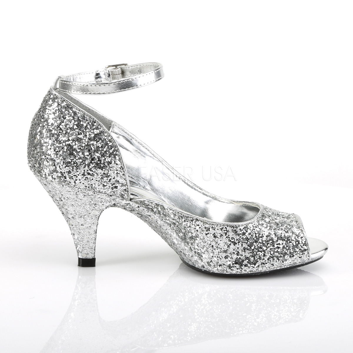 silver sparkly small heels
