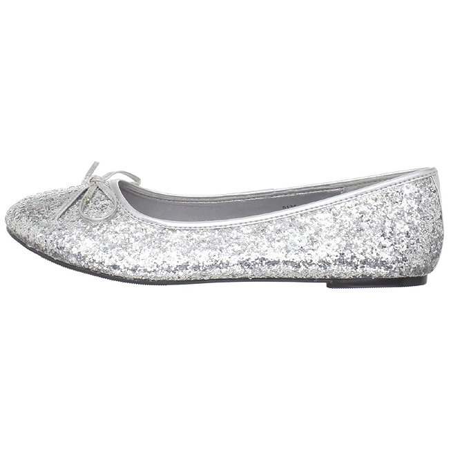 Silver STAR-16G glitter ballerinas shoes