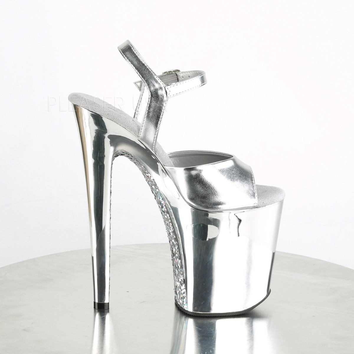 Silver chrome platform 20 cm XTREME809TTG pleaser high heels shoes