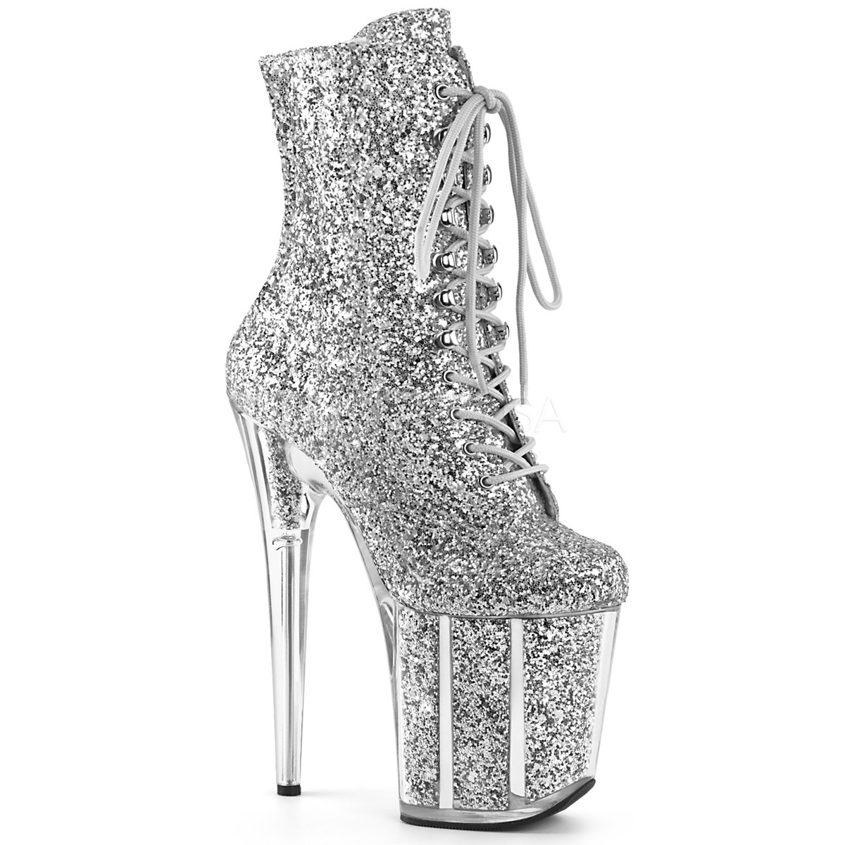 silver sparkly ankle boots
