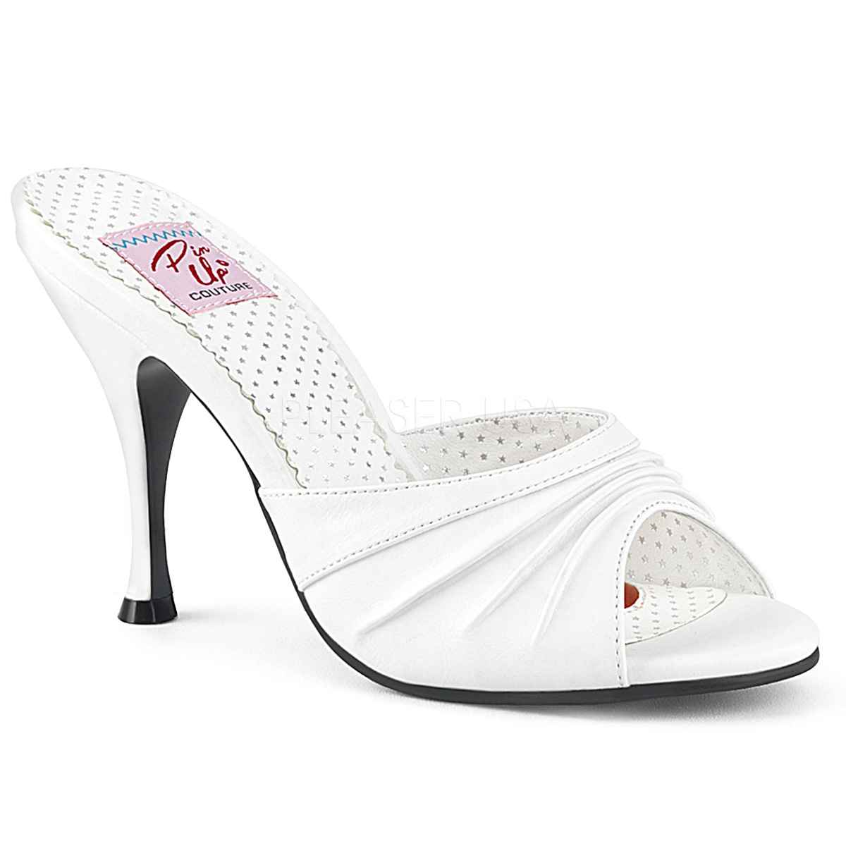 Weiss 10,5 cm MONROE-01 Pinup mules schuhe