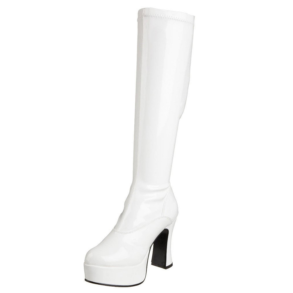 White platform boots patent 13 cm - 70s years hippie disco gogo ...