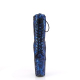 1040SPF - 20 cm pleaser high heels ankle boots snake pattern blue