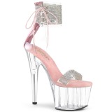 Rosa strass 18 cm ADORE-727RS pleaser high heels mit knöchelmanschette
