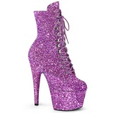 ADORE-GWR 18 cm pleaser high heels ankle boots glitter lavender