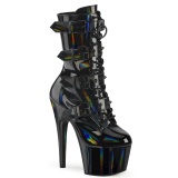 Ankle schnürboots 18 cm 1046 boots high heels hologramm schwarz
