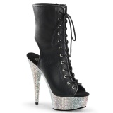 Ankle schnürboots 18 cm BEJ-1016-6 boots high heels strass silber