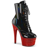 Ankle schnürboots 18 cm BEJ-1020-7 boots high heels strass schwarz rot