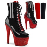 Ankle schnürboots 18 cm BEJ-1020FH-7 boots high heels strass schwarz rot