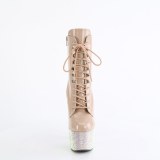BEJ-1020-7 - 18 cm pleaser high heels ankle boots strass beige