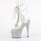 BEJ-1021C-7 - 18 cm pleaser high heels ankle boots strass transparent