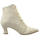 Beige 12 cm VICTORIAN-30 Damen Stiefeletten mit Schnürsenkel