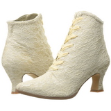 Beige 12 cm VICTORIAN-30 Damen Stiefeletten mit Schnürsenkel