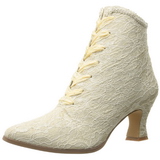 Beige 12 cm VICTORIAN-30 Lace Up Ankle Calf Women Boots