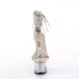 Beige 18 cm SKY-327RSI pleaser high heels mit strass knöchelmanschette