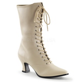 Beige 7 cm VICTORIAN-120 Damen Stiefeletten mit Schnürsenkel