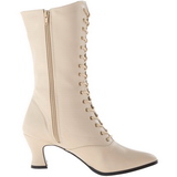 Beige 7 cm VICTORIAN-120 Damen Stiefeletten mit Schnürsenkel