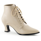 Beige 7 cm VICTORIAN-35 Damen Stiefeletten mit Schnrsenkel