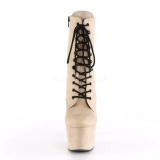 Beige Kunstleder 18 cm ADORE-1020FS stiefeletten mit schnürsenkel