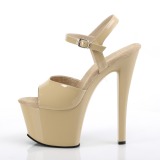 Beige Lack 18 cm Pleaser SKY-309 Plateau High Heels