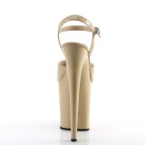 Beige Lack 20 cm Pleaser FLAMINGO-809 Plateau High Heels