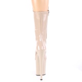 Beige Lackleder 20 cm FLA-1050 schnürstiefelette high heels - extreme plateaustiefeletten