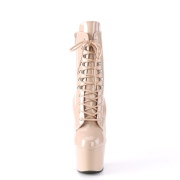 Beige Leatherette 18 cm ADORE-1020 lace up ankle boots