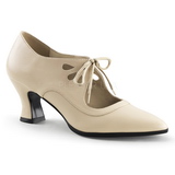 Beige Matt 7 cm retro vintage VICTORIAN-03 pumps mit niedrigem absatz