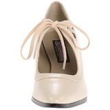 Beige Matt 7 cm retro vintage VICTORIAN-03 pumps mit niedrigem absatz