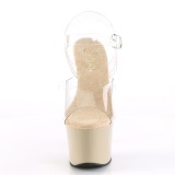 Beige Transparent 18 cm SKY-308 Plateau High Heels