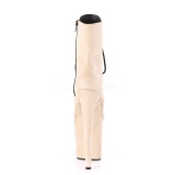Beige faux suede 20 cm FLAMINGO-1020FS pole dance ankle boots